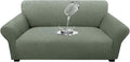Waterproof Stretch Spandex Loveseat Couch Cover - Non-Slip Soft Sofa Slipcover with Elastic Bottom, Washable Leakproof Furniture Protector for Kids, Pets, Dogs & Cats (Loveseat, Green) by Unknown