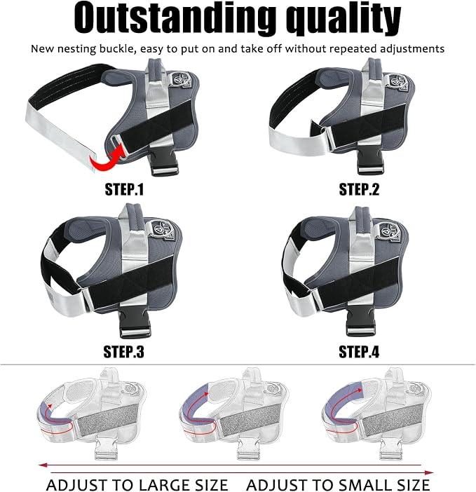 Dog Harness, No-Pull Reflective Dog Vest, Breathable Adjustable Pet Harness with Handle for Outdoor Walking - No More Pulling, Tugging or Choking - Image 4