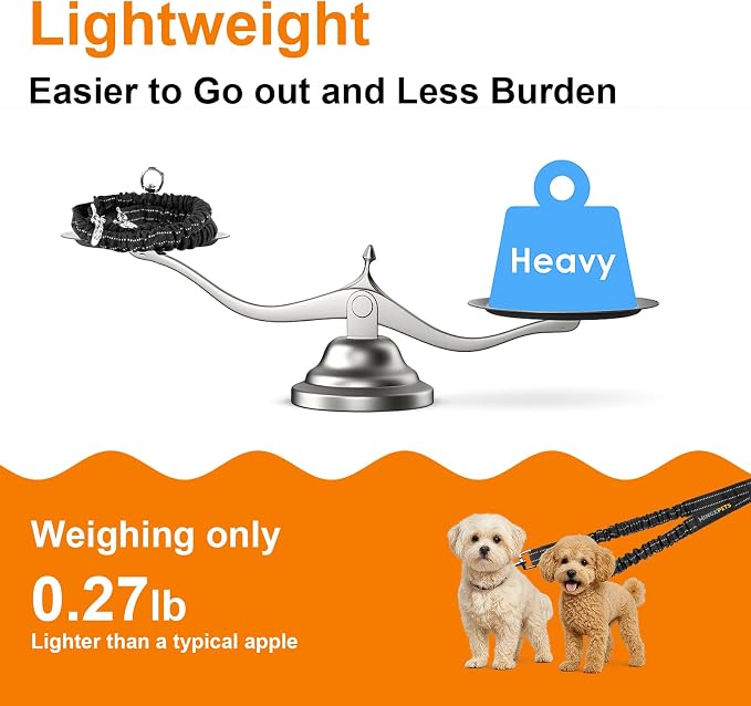 MingXpet 2 Dog Leash, Dog Leash for 2 Dogs, 360° Swivel No Tangle Double Walking Training Leashes for Small Dogs, Comfortable Shock Absorbing Reflective Bungee, Black - Image 6