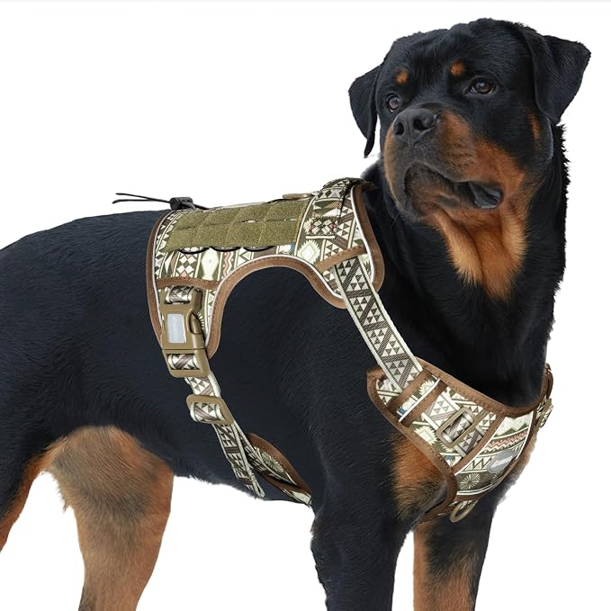 AUROTH Tactical Dog Harness for Large Dogs, Heavy Duty No Pull Pet Vest | Easy Control Handle, Adjustable, Reflective, Military K9, for Doberman Husky Walking Hunting Hiking, Bohemia Green, X-Large by AurothPets