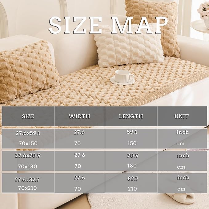 Tiwwie Couch Cover for Dogs Fuzzy Sofa Covers for Pet, Non Slip Sofas Pad | Dog Cover for Couch with Grip Backing, Pet-Friendly Washable Sofa Slipcover Cushion Protector, Pet Dogs Mat - Image 4