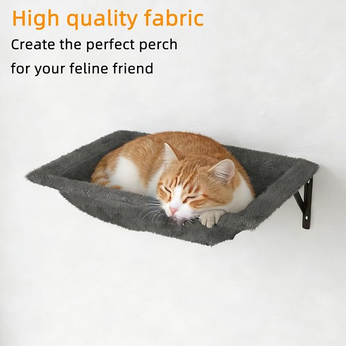 Cat Wall Shelves 5-Piece Set,Cat Walls Furniture for Indoor Large Cats Includes Bed, Cave, Scratching Post, Hammock, Space Saving Floating Shelves (Dark Gray) - Image 6
