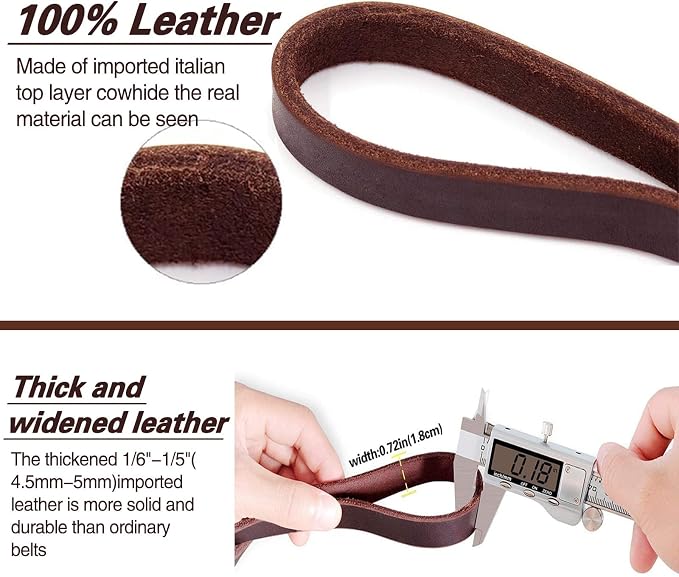 LWBMG Leather Dog Leash 8ft, Heavy Duty Genuine Leather Braided Dog Training Leash, Soft and Strong Pet Lead for Large, Medium Dogs - Image 3