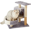 Cat Tree with Condo, Perch, and Scratching Posts, Gray and Beige, Multi-Level Tower with Hanging Toy by Unknown