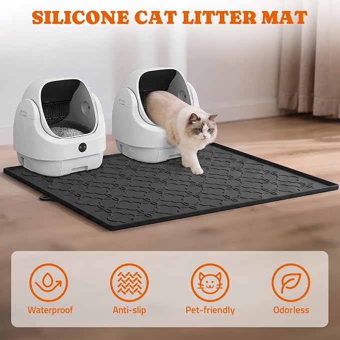 Pawtners Cat Litter Mat Extra Large 42" X 30", Easy to Clean | Non-Slip Kitty Litter Mat for Floor, Waterproof & Urine-Proof Cat Litter Mat Litter Trapping Mat, Soft on Kitty Paws - Image 3