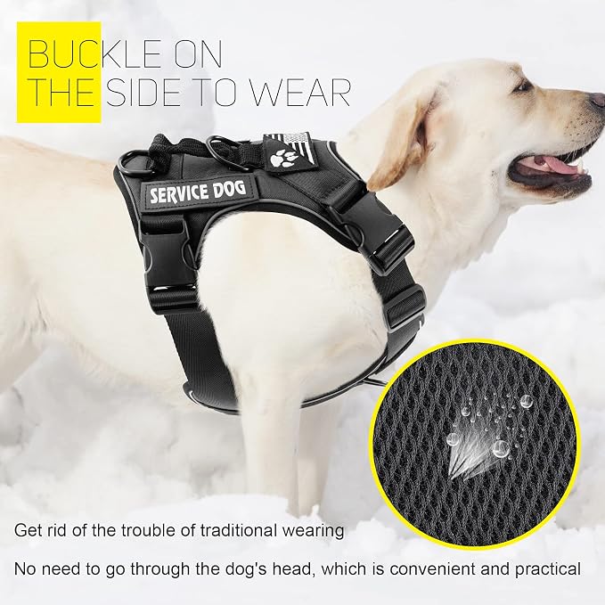 Service Dog Harness, Reflective Dog Vest Harness with 5 PCS Patches, Adjustable Soft Oxford Pet Harness, Inner Layer Mesh, Easy to Control for Dogs - Image 4