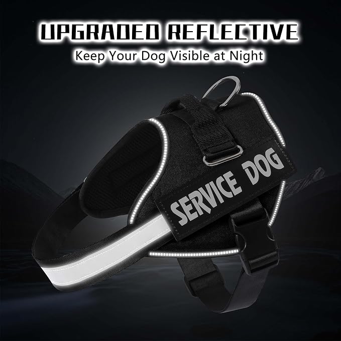 MUMUPET Service Dog Vest, No Pull & Reflective Dog Harness, Black, S | Easy Control Handle, Soft & Breathable Padding, Adjustable Fit for Small to Large Dogs, 2 Removable Patches - Image 5
