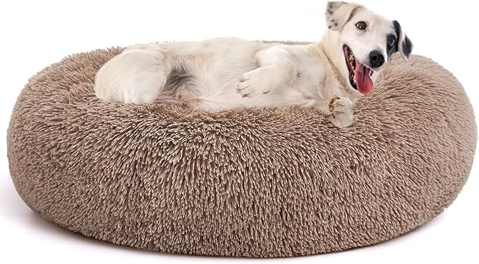 MIXJOY Orthopedic Dog Bed Comfortable Donut Cuddler Round Pet Beds Ultra Soft Washable Dog and Cat Cushion Bed (20''/23''/30'') (30'', Brown) by MIXJOY