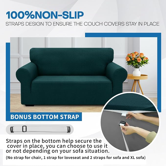 XINEAGE Stretch Jacquard Armchair Cover, Non Slip Sofa Slipcover for Dog | High-Stretch Fabric. Wear-Resistant, Pet Friendly. Easy Install & Washable for Living Rooms, Offices.Blackish Green - Image 7