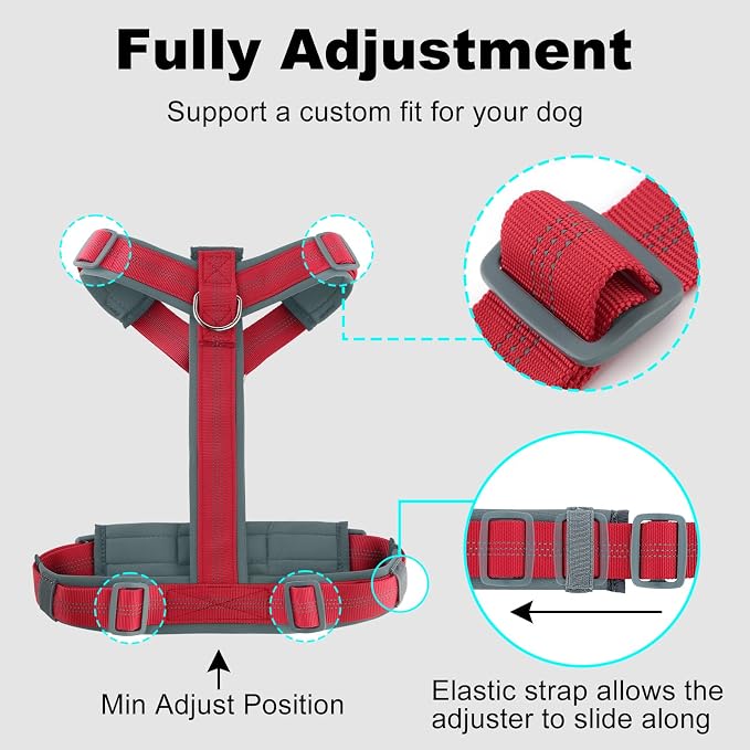 Plutus Pet No Pull Dog Harness, Adjustable Nylon Harness with Soft Padding | Reflective with Front Clip, Heavy Duty for Training and Walking, for Small Medium Large Dogs, Red, L - Image 8