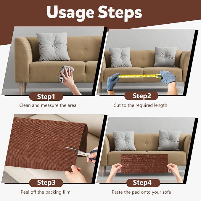 Cat Scratch Couch Furniture Protector,Trimmable Self-Adhesive Cats Claws Scratch Pads, Sisal DIY Climbing Couch Protector for Scratch Post Cat Tree Replacement Indoor(Brown, 78.7"x15.8") - Image 6