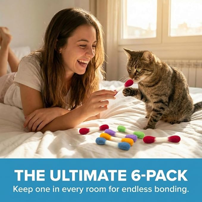 Glaciart One MINI Swabs Cat Toys with Catnip - 6 Pk | Durable for Chew, Cute Cat Toys Interactive Kitty for Boredom, Exercise, & Play | Filled w/Organic Catnip for Anxiety & as Digestive Aid - Image 6
