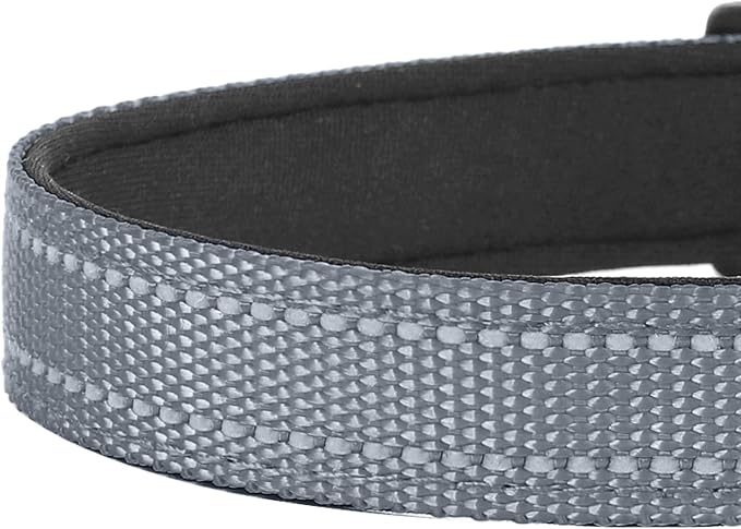 Reflective Dog Collar, Adjustable Soft Neoprene Padded,Gray,S | Breathable Nylon for Small Dogs,Tear-Resistant Webbing,Chafe‑Free on Walks and Hikes,Metal D-Ring,Night Safety - Image 5