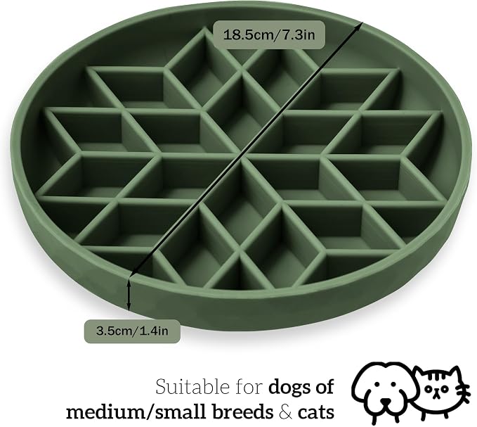OHMO Slow Feeder Dog Bowl, 7.3" Lick Mat for Dogs, Diamond, Camo Green | Cat Slow Feeder Bowl, Anti Choking, Enrichment Toys, Easy Clean BPA-Free Silicone Feeding Bowl, Boredom and Anxiety Reducer - Image 2