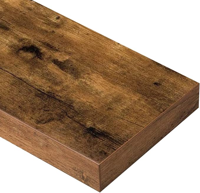 QEEIG Bathroom Floating Shelves for Wall - 15.7" Wall Mounted Shelf Over Toilet Farmhouse Home Decor Display Bookshelf Small 15.7 x 6.7 inch Set of 2, Rustic Brown (008-40BN) - Image 7