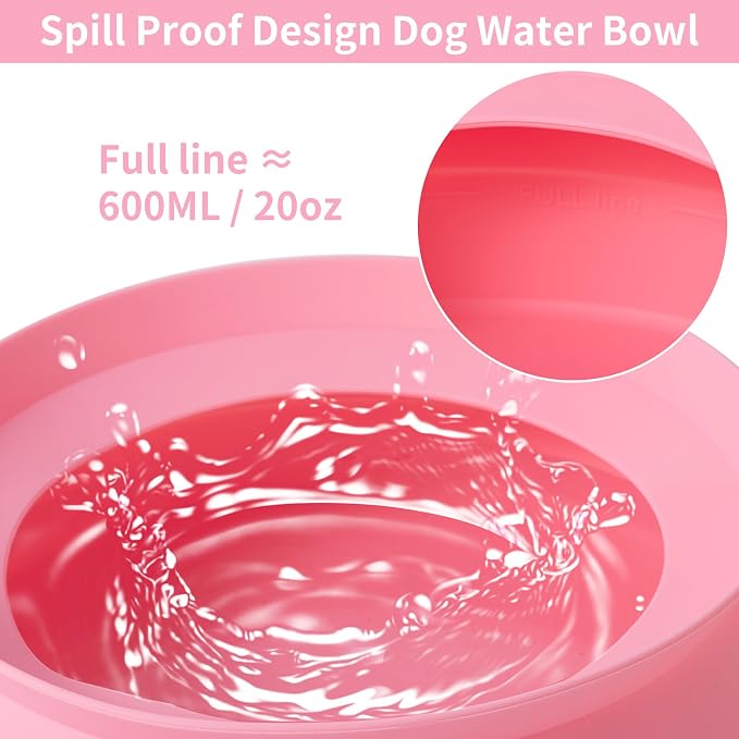 SLSON Spill Proof Dog Water Bowl for Cars,Collapsible No Splash Dog Travel Bowls Integrated Molding Portable Pet Bowl for Road Trip Truck,RV,SUV,Boat Accessories (Pink) - Image 4