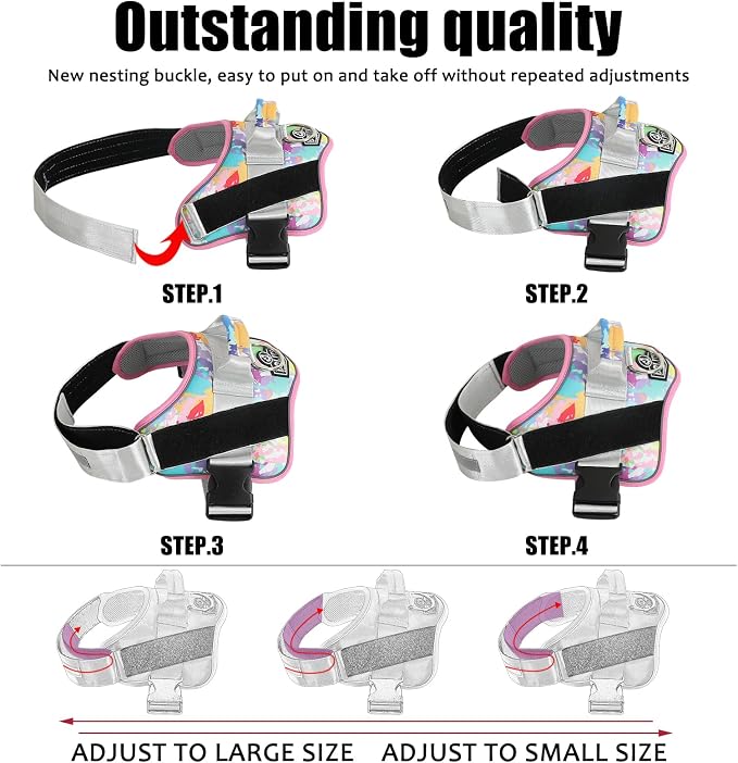 Dog Harness, No-Pull Reflective Dog Vest, Breathable Adjustable Pet Harness with Handle for Outdoor Walking - No More Pulling, Tugging or Choking (Medium (Pack of 1), OilPainting) - Image 3