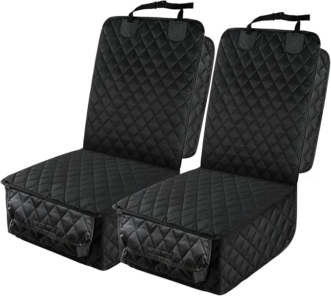 PETICON Waterproof Front Seat Car Cover 2 Pack, Full Protection | Dog Car Seat Cover with Side Flaps, Nonslip Scratchproof Captain Chair Seat Cover Fits for Cars, Trucks, SUVs, Jeep, Black by PETICON