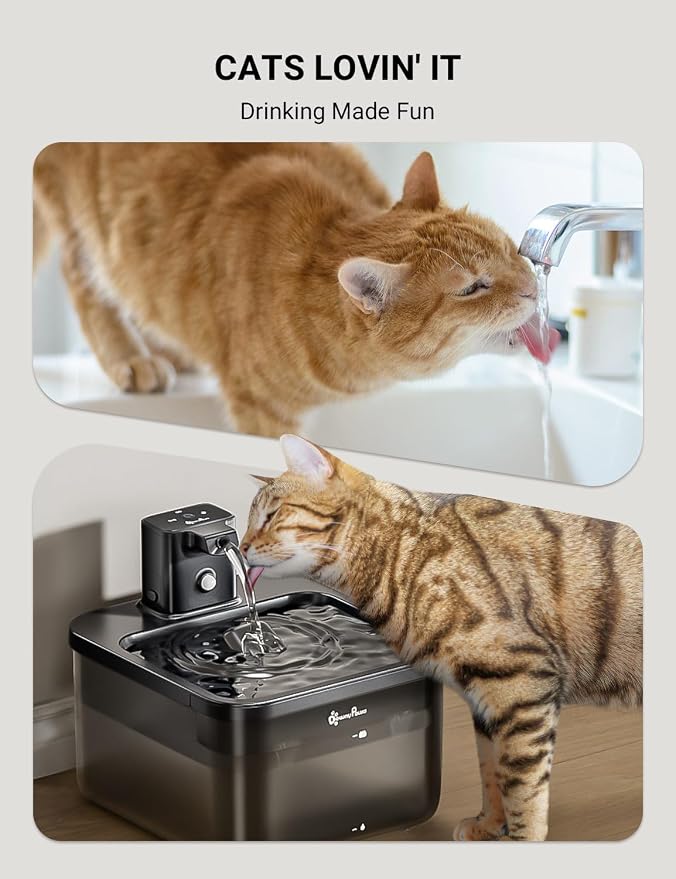 DownyPaws Cat Water Fountain Cordless, Pet Fountain, 84oz/2.5L, Black | Wireless Cat Drinking Water Fountains for Cats Indoor, Fursink , Battery Operated, Motion Sensor, Ultra Quiet Pump, BPA-Free - Image 5