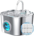 Cat Water Fountain Stainless Steel: Pet Fountains for Cats/Dog Indoor Automatic Waterer Bowls for Drinking Small Animal Water Dispenser Metal Pets Watering Faucet Bottle Auto Kitty Watering Supplies by HOOISE