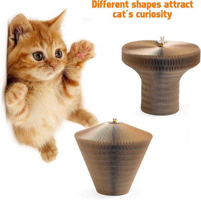 Collapsible Cat Scratcher Lounge Bed, Cardboard Cat Bed, Corrugated Pet Scratch Pad, Round Shape Cat Scratching Bed Nest for Indoor Big Large Kitty Kitten Cats - Image 5
