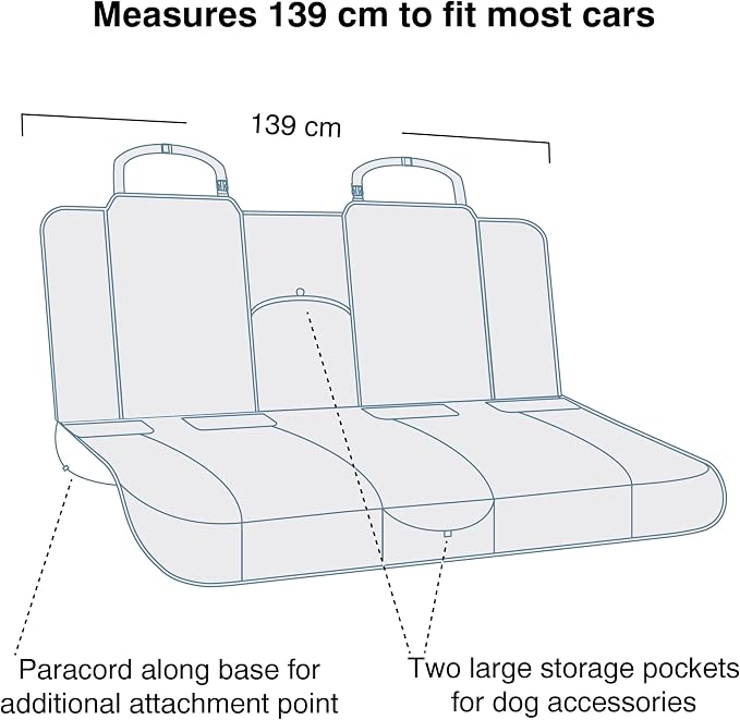 Kurgo Heather Bench Seat Cover, Charcoal, 55" Wide | Protects Bench Seats from Muddy Paws & Pet Hair, Waterproof, Stain Resistant, Secure Fit, For Cars & SUVs - Image 2