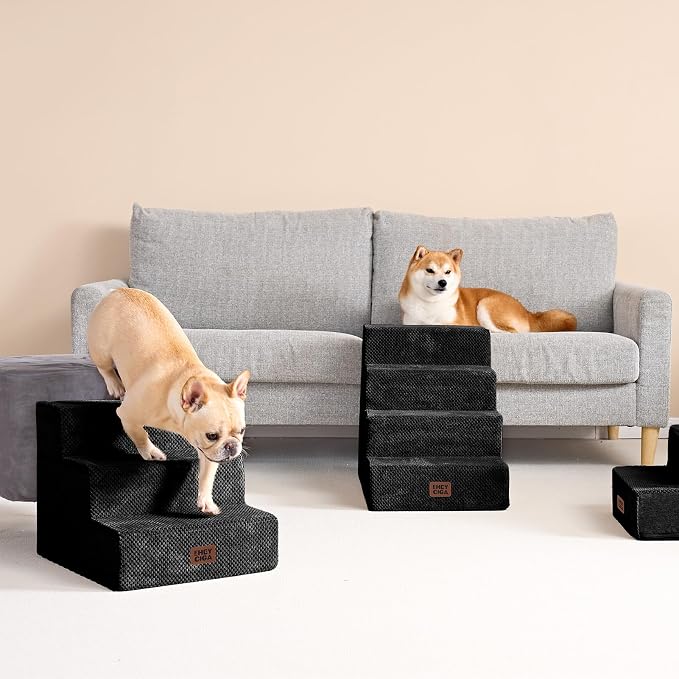 EHEYCIGA Dog Stairs for Small Dogs 13.5" H, 3-Step Dog Steps for Cats, Black - Image 4