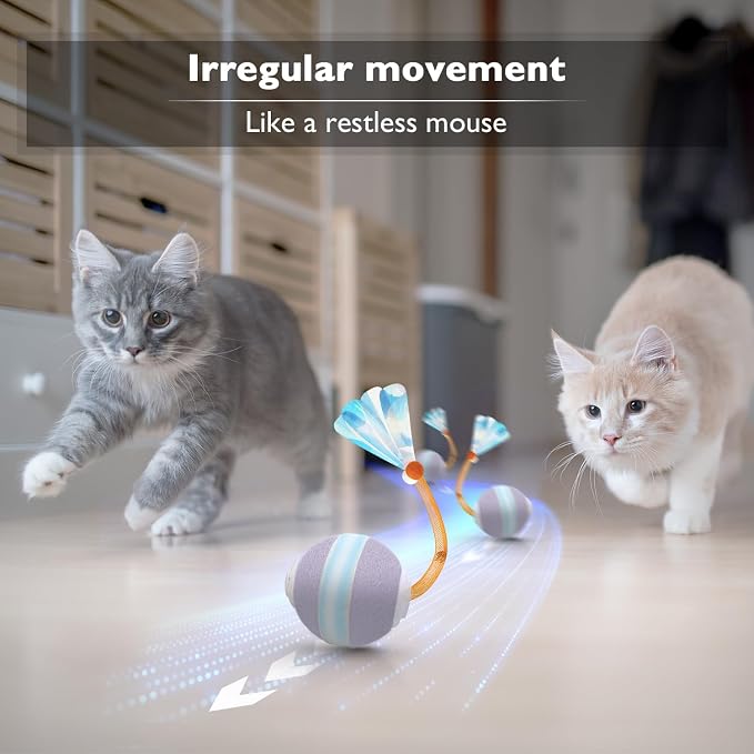 YVE LIFE Interactive Cat Toys Ball for Indoor Cats,[Newly Upgraded] Agile Moving Cat Ball with Elastic Mesh Tail,Automatic Kitten Toys for Bored Indoor Adult Cats,Motion Activated (Purple) - Image 2