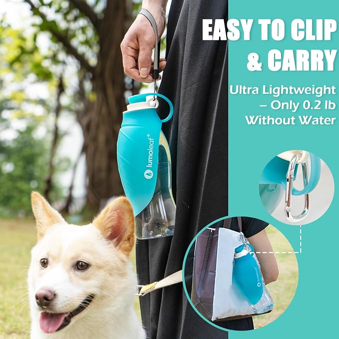 LumoLeaf Dog Water Bottle for Walking, Portable Pet Water Dispenser with Foldable Leaf Bowl – Lightweight Travel Bottle for Small & Medium Dogs, 20 fl oz - Image 3