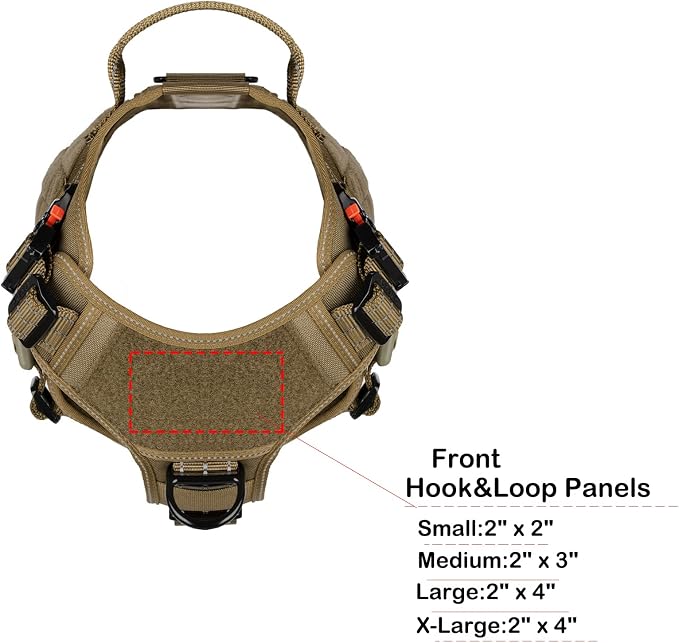 ICEFANG Tactical Dog Harness,X-Large Size, 2X Metal Buckle,Working Dog MOLLE Vest with Handle,No Pulling Front Leash Clip,Hook and Loop Panel - Image 4