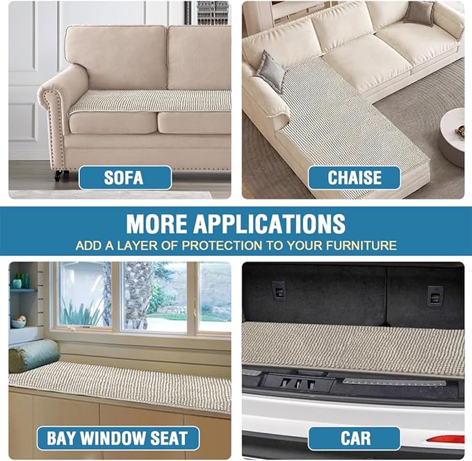 H.VERSAILTEX Plush Chenille Couch Cover for 3 Cushion Couch Anti Slip Washable Sofa Slipcovers Soft and Durable Furniture Protector for Dogs Cats Kids (27.5" x 59", Oatmeal) - Image 6