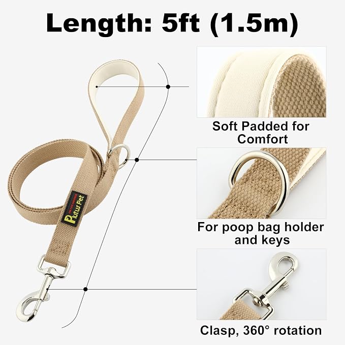 Plutus Pet Cotton Dog Harness and Leash Set, Reflective and Soft Padded, Quick Fit Vest Harness, for Small, Medium and Large Dogs, Beige, XXS - Image 5