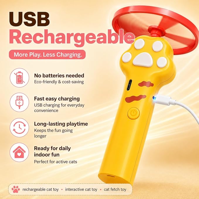 Cat Toy Launcher for Kitten Toys, Cat Toys Interactive, Automatic Cat Toy | Interactive Cat Toys for Indoor Cats, Cat Fetch Toy Launcher with 10 Discs, Cat Toys for Bored Indoor Adult Cats,Best Cat Toy - Image 7