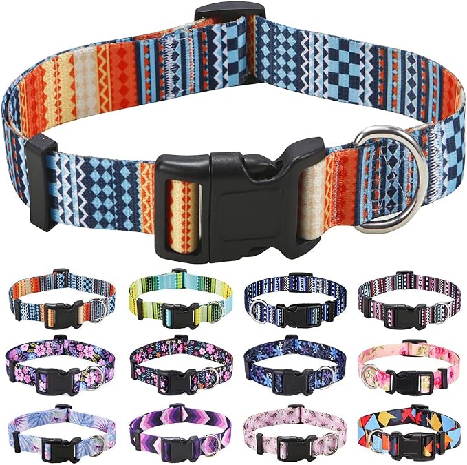 Mihqy Dog Collar for Small Dogs Puppy Cats, Bohemian Orange,XS | Neck Fit 7.9"-11.8", Multiple Patterns，4 Sizes for Small Medium Large Dogs, Comfortable for Walks and Outdoor Hikes by Mihqy