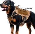 Heavy-Duty Tactical Dog Harness for Large Dogs, No Pull Adjustable Reflective Pet Vest with Molle System, K9 Military-Grade Control for Service Training, Outdoor & 10+ Breeds, Khaki Camo, X-Large by Bruvoalon