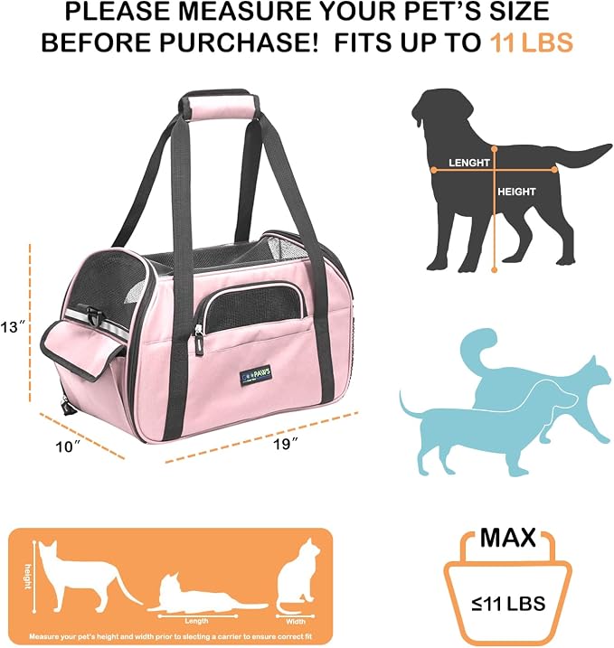 Jespet Airline Approved Soft-Sided Kennel Pet Carrier Travel Handbag | Lightweight, Foldable, Portable, Built-In Safety Leash, Luggage Sleeve, for Cats & Small Dogs, for Indoor & Outdoor - Image 2