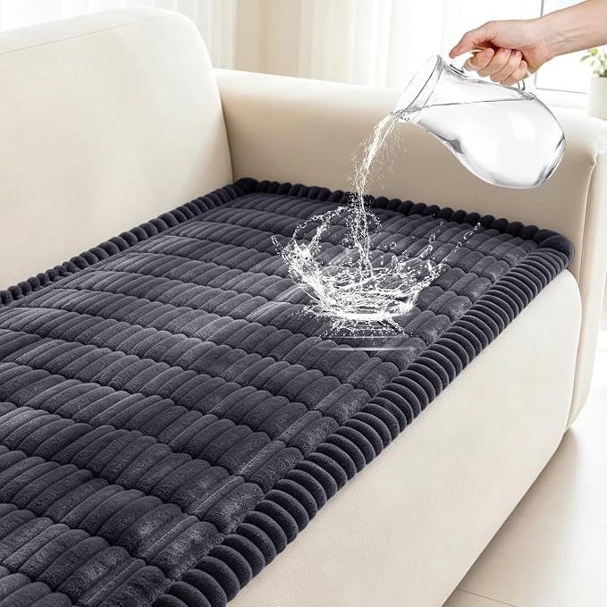 Leakproof Couch Cover for Dogs, Non Slip Washable Sofa Protector | Stain-Resistant Window Seat Cushions Chair Mat Car Seat Cover for Kids Pets (DarkGray 27.6" x 59") by Wnote
