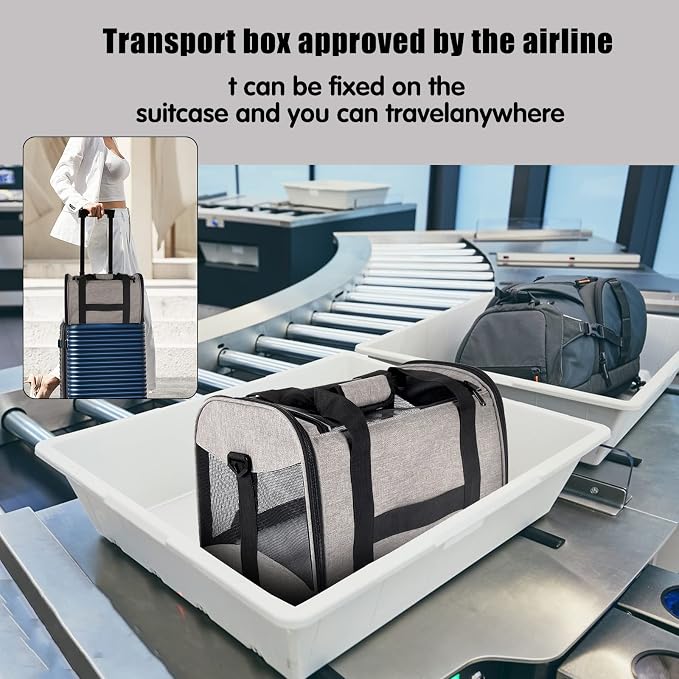 Cat Carrying Case - Pet Carrier Airline Approved, Protable and Breathable Pet Travel Carrier Removable Fleece Pad, Collapsible Cat Carrier Dog Carrier for Medium Cats Small Cats Dogs (X-L Grey&Black) - Image 6