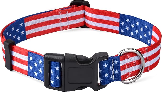 Mihqy American Flag Dog Collar, for Small Dogs Puppy Cats, Classic US,XS | Neck Fit 7.9"-11.8", US Flag Pattern, 4 Sizes for Small Medium Large Dogs, Comfortable for Walks and Outdoor Hikes by Mihqy