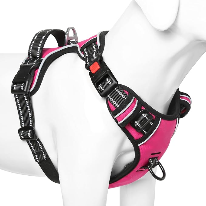 Timos Dog Harness, Front Clip No Pull Medium Sized with Handle, Rosy, M | No Choke, Adjustable Reflective Soft Padded, Quick Release 3 Buckles, Easy On & Off, Front & Back 2 Clips for Outdoor Walking - Image 8