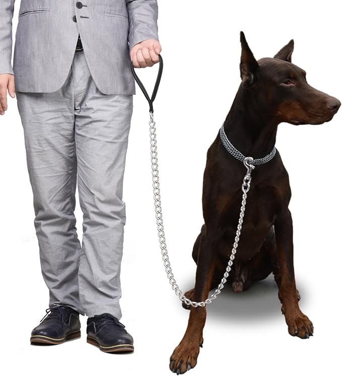 Premium Chain Heavy Duty Dog Leash, 4 ft. x 5.0 mm | Padded Handle for Large & Medium Size Dogs - Image 7