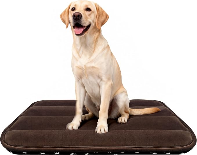 pobopobo Dog Crate Pad, Ultra Soft & Anti-Slip Kennel Mat, Secure Fit for Metal Crates & Dog Cages, Washable Cozy Bed for Small Medium Large Dogs (Dark Brown, L(34"*20"*1.5")) by %E7%AB%8B%E5%8D%B3%E8%B4%AD%E4%B9%B0