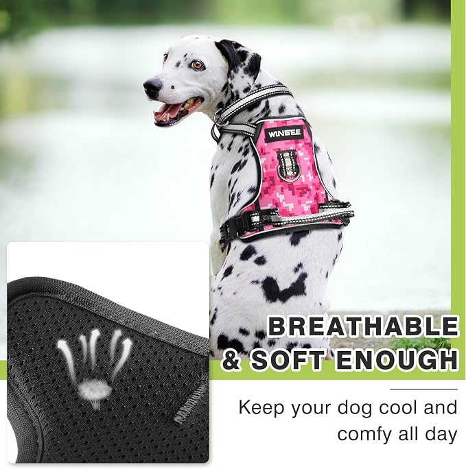 Dog Harness No Pull, Pet Harnesses with Dog Collar, Adjustable Reflective Oxford Outdoor Vest, Front/Back Leash Clips for Small, Medium, Large, Extra Large Dogs, Easy Control Handle for Walking - Image 8