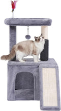 Cat Tree with Self-Grooming Brush and Interactive Toys, Cat Tree Tower for Indoor Cats, Cat Tower with Sisal Scratching Post and Scratching Pads, Cat Condo with Padded Perch, Grey by Unknown