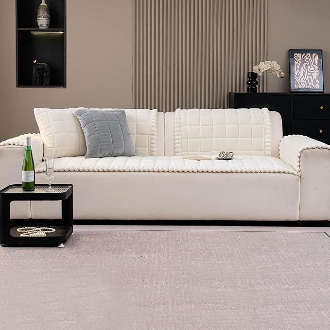 Couch Covers for Dogs, Pet Couch Covers for 23 Seater, Couchs Protector for dogs, Sofa Cover for Pets Washable, Dog Cover for Couch, Velvet Couchs protector for Pets(1PC,Beige White,27.6"×82.6") - Image 7