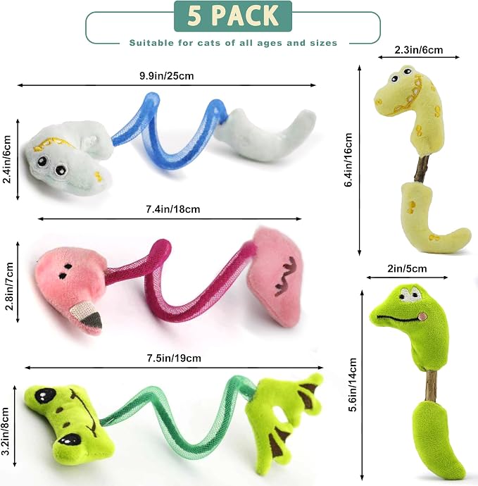Interactive Cat Toys Set, Silvervine Chew Sticks and Catnip Spring Ropes, Indoor Cat Toys for Exercise and Dental Care, for All Cat Breeds (5 Packs) - Image 4