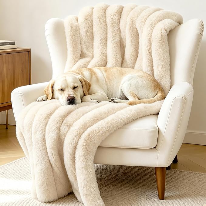 Dog Blanket for Small Dogs, Soft Rabbit Fur Puppy Blanket 25x35 White | Nodarko Double-Sided 600GSM Rabbit Fur & Fleece Dog Blanket, Washable Pet Blanket for Couch, Crate & Car Seat - Image 6