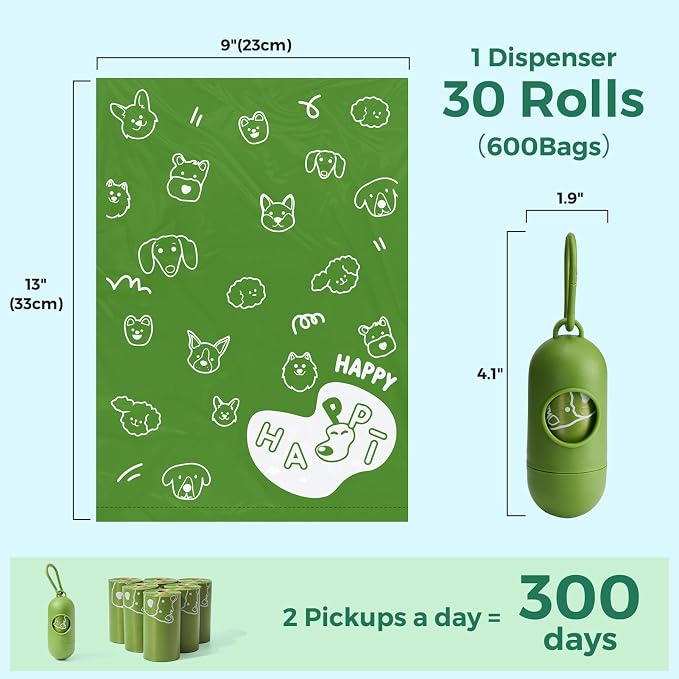 Dyforce Dog Poop Bags Rolls with Dispenser 600 Count Value Pack | Extra Thick Strong Leak Proof Poop Bags for Dogs Doggy with Holder, Scented Pet Waste Cat Litter Bags 9x13" Bulk - Image 7