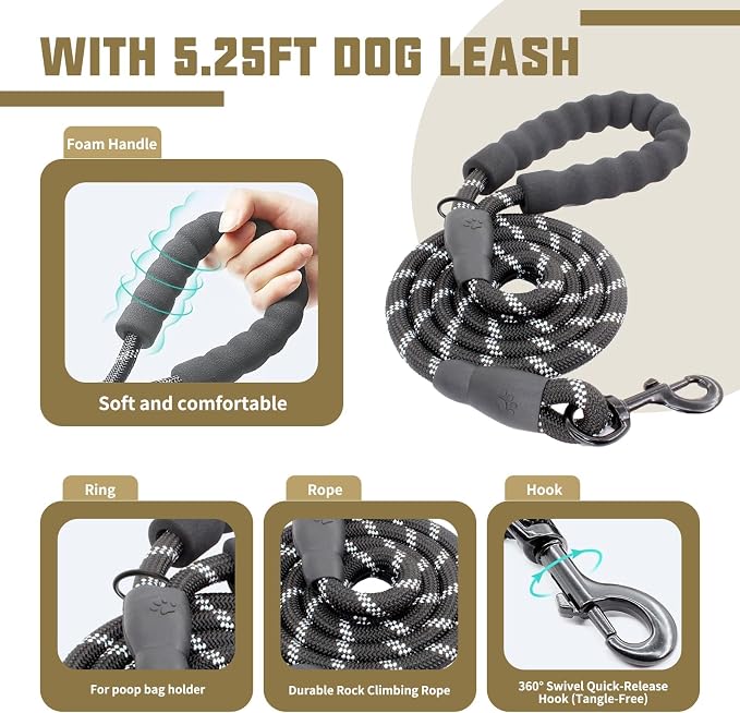 AUROTH Dog Harness and Leash Set Small Sized Dog, No Pull Escape Proof Vest | with Leash Clips, LED light clip, Breathable Mesh Padded No Choke, Easy Walking and Training, Desert Camo, Small - Image 4