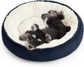 Love's cabin Round Donut Cat and Dog Cushion Bed, 24in Pet Bed for Small or Medium Dogs, Anti-Slip & Water-Resistant Bottom, Soft Durable Fabric Pet Beds, Washable Calming Cat Bed Navy Blue by Lovescabin